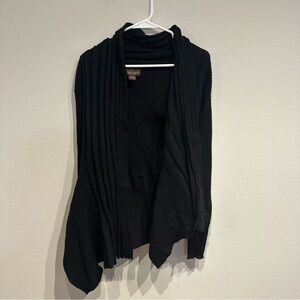Fenn‎ Wright Manson Black Merino Wool Sweater Waterfall Cardigan Size Large
